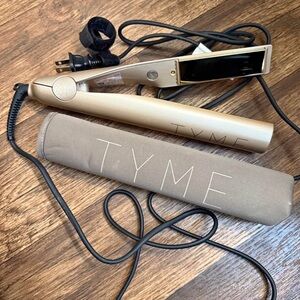 TYME Gold Flat Iron Hair Styler with Black Plates